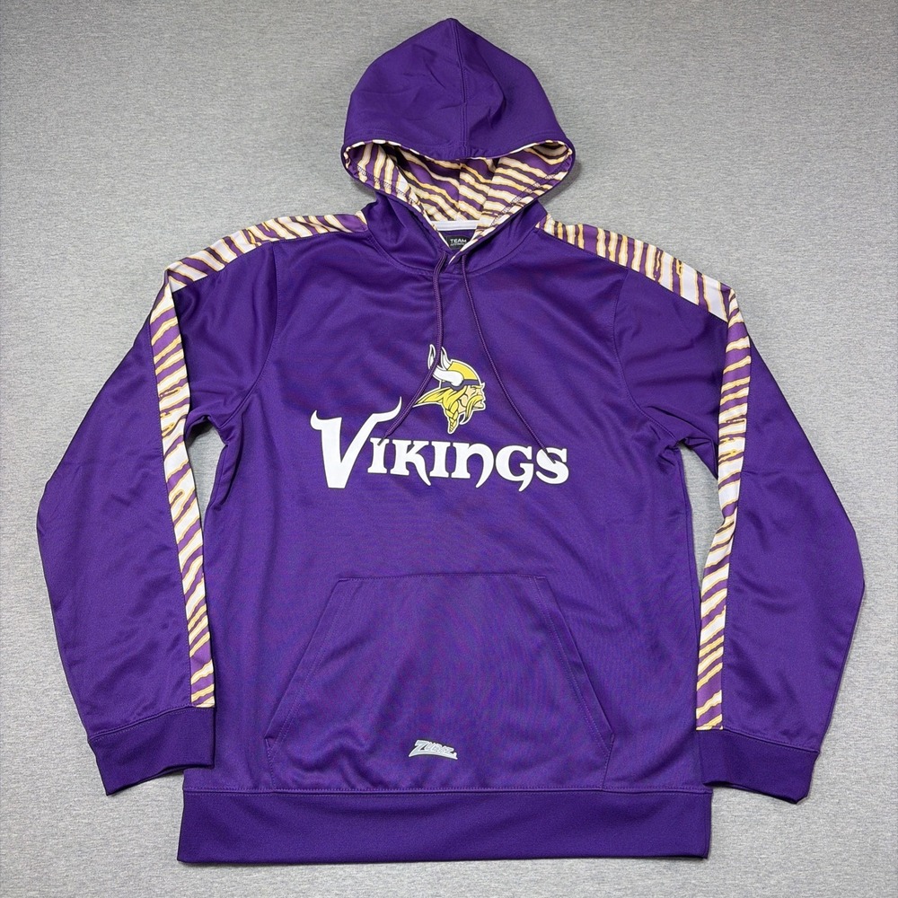Zubaz Minnesota Vikings Mens Size M Pullover Zebra Accent Hoodie NFL‎ Apparel